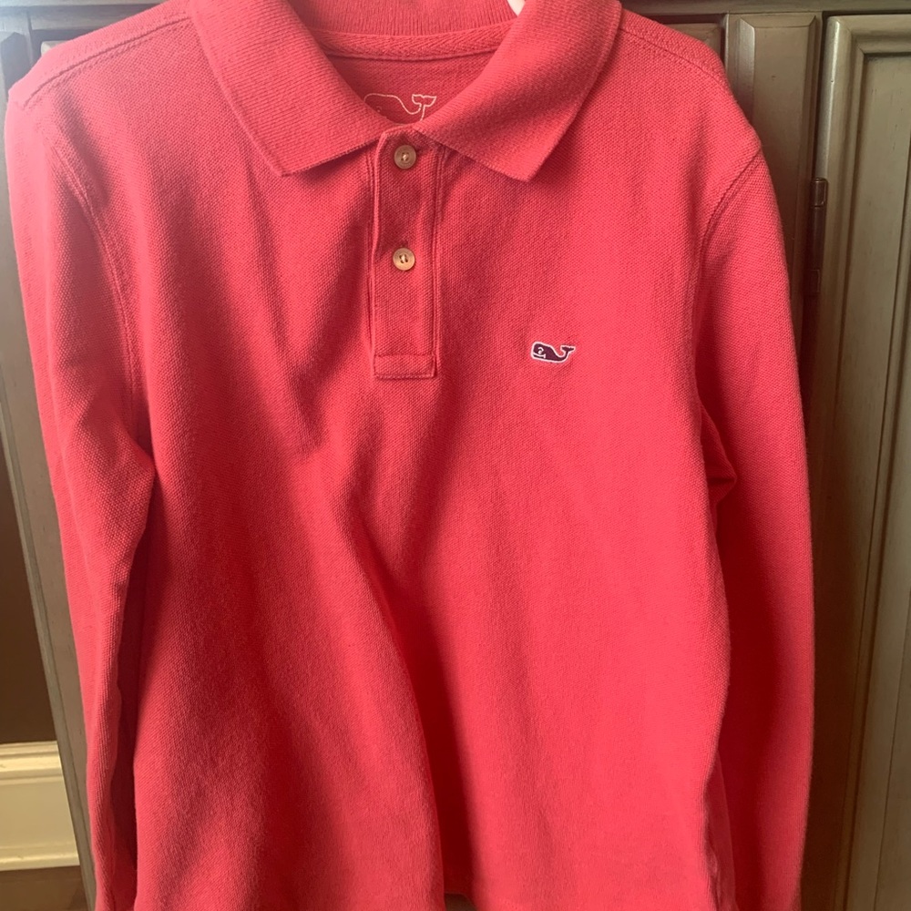 Long sleeve polo -jetty red